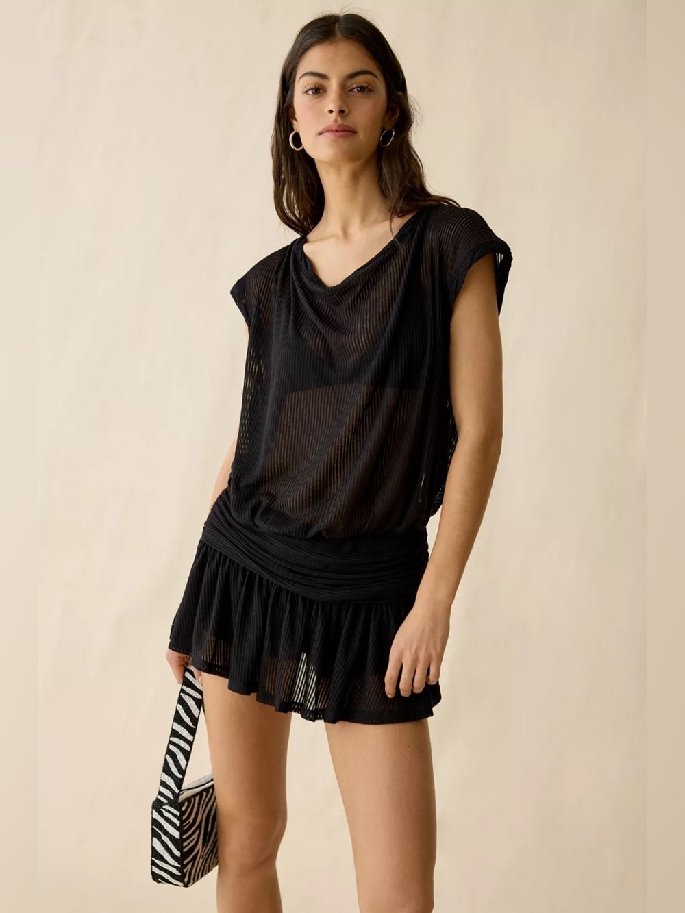 UO Out From Under Aruba Sheer Mesh Off-Shoulder Romper
